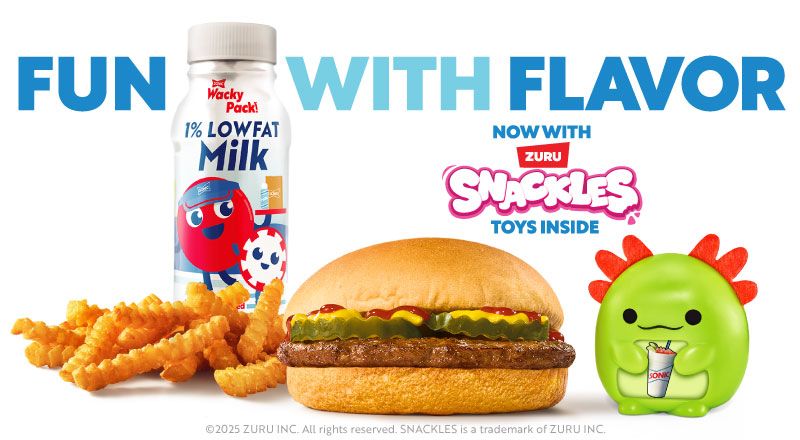 You can mix and match an entree, side and drink, AND get a collectible Snackles toy for a limited time only!